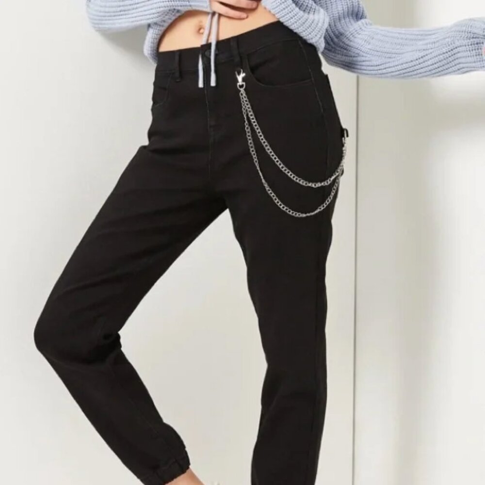 Ardene Black Utility High Rise Denim Joggers